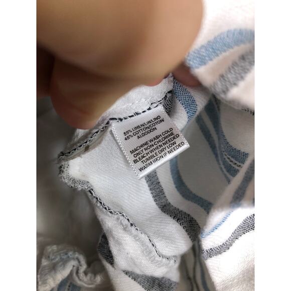 LOFT Skirt Mini Cotton Linen Blend Vertical Stripe Elastic Waist Pockets White S - Picture 7 of 8